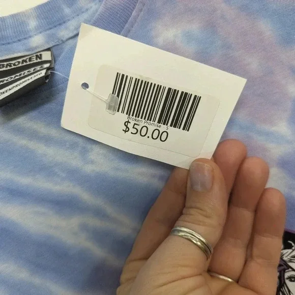 Tie dye blue & purple Broken Promises Grim Reaper T shirt Men's size small G10 - Picture 2 of 8
